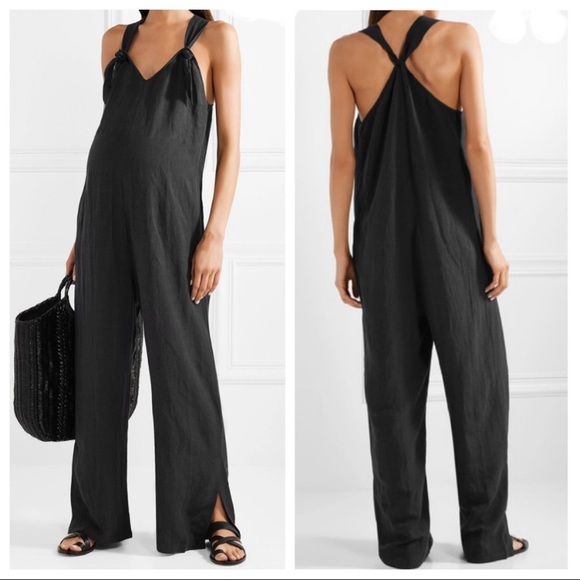 maternity linen jumpsuit